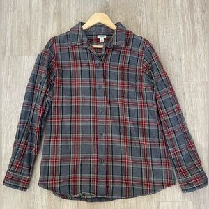 LL Bean Plaid Flannel Shirt | Classic Red, Grey, Green | Cozy, Cabincore